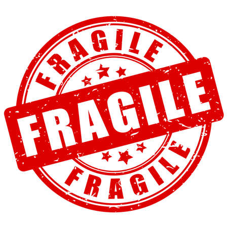 Fragile red rubber stamp isolated on white backgroundのイラスト素材