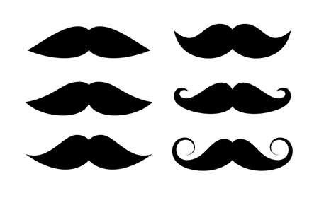 Moustache icons set, vector illustration on white backgroundのイラスト素材