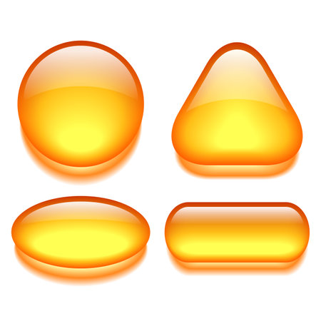 Yellow gel web buttons set isolated on white backgroundのイラスト素材