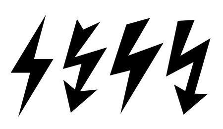 Thunder bolt vector icon set isolated on white backgroundのイラスト素材