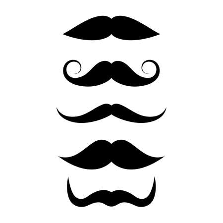 Moustache vector icon, collection of handlebar mustaches on white backgroundのイラスト素材