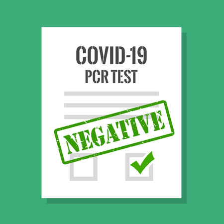 Covid-19 test negative result vector certificateのイラスト素材