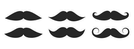 Moustache vector icons set isolated on white backgroundのイラスト素材