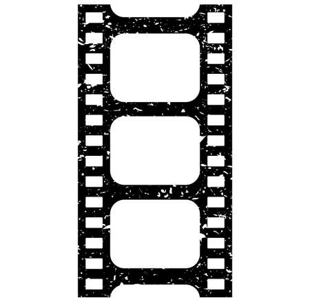Grunge film strip vector icon isolated on white backgroundのイラスト素材