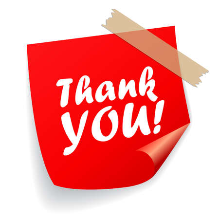 Thank you message on notepaper, vector illustrationのイラスト素材