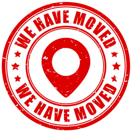 We have moved grunge rubber stamp on white backgroundのイラスト素材