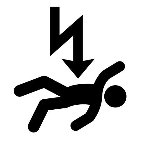 High voltage danger, electric shock hazard vector icon on white backgroundのイラスト素材