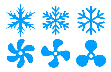 Air conditioning symbol, cooling fan icons on white backgroundのイラスト素材