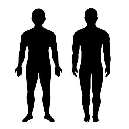 Human body vector silhouette, full height man figure isolated on white backgroundのイラスト素材