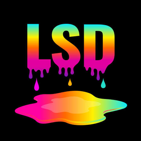 Lsd psychedelic poster design on black backgroundのイラスト素材