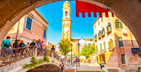 Venice, Italy - 12 September, 2020: Scenic panorama of Cannaregio district and Campo Santi Apostoli squareのeditorial素材
