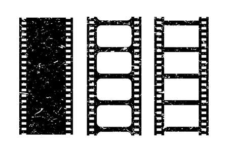 Old grunge film strip vector icons isolated on white backgroundのイラスト素材