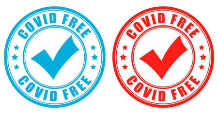 Covid free vector labels isolated on white backgroundのイラスト素材