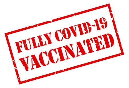 Fully vaccinated rubber stamp isolated on white backgroundのイラスト素材