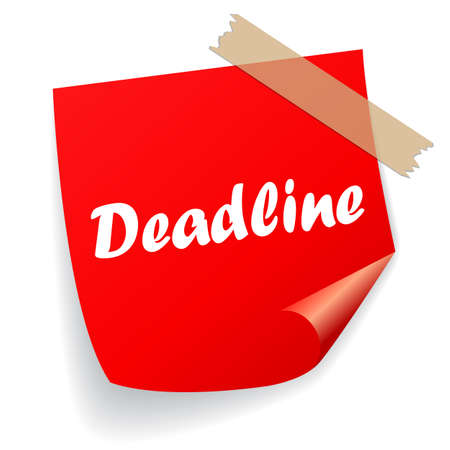 Deadline is coming reminder note paper, vector cartoon on white backgrounndのイラスト素材