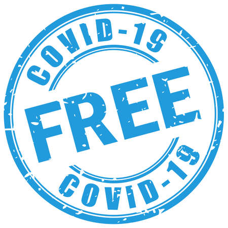 Covid 19 free ink stamp isolated on white backgroundのイラスト素材