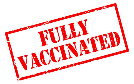 Fully vaccinated vector stamp isolated on white backgroundのイラスト素材