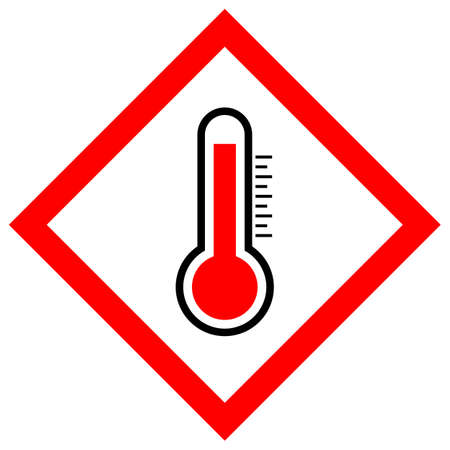 Hot temperature warning sign isolated on white backgroundのイラスト素材