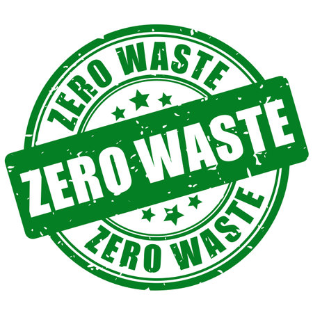Zero waste green rubber stamp on white backgroundのイラスト素材
