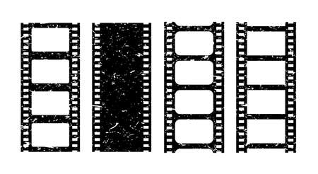 Old grunge film strip vector cartoons on white backgroundのイラスト素材