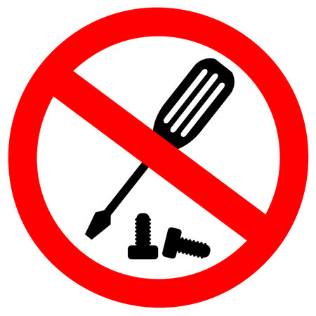 Do not unscrew vector sign, no repairing symbol on white backgroundのイラスト素材