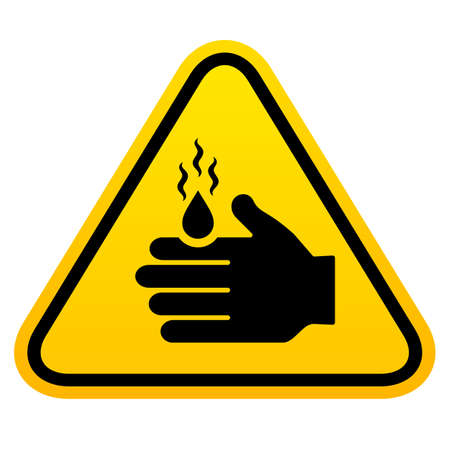 Burn hazard yellow safety sign isolated on white backgroundのイラスト素材