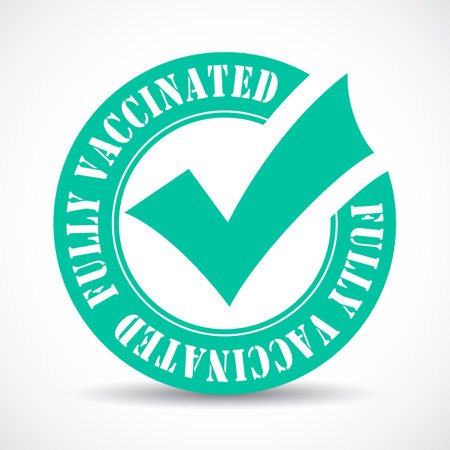 Fully vaccinated vector emblem on white backgroundのイラスト素材