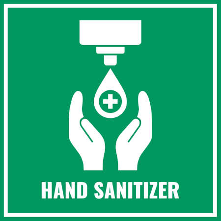 Hand sanitizer sign, please sanitise your hands hereのイラスト素材