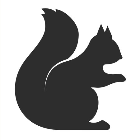 Squirrel vector icon, animal silhouette on white backgroundのイラスト素材