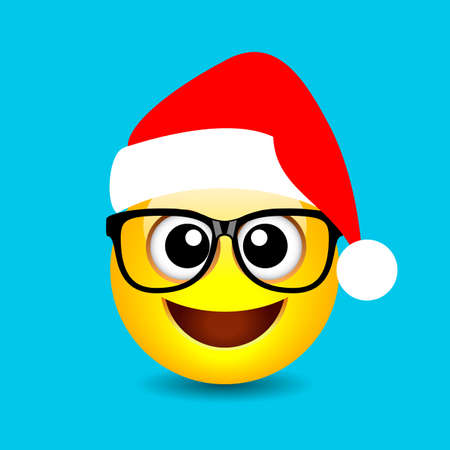 Santa Claus emoji with Christmas hat, vector cartoonのイラスト素材