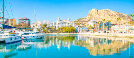 Panorama of Alicante skyline, Costa Blanca resort, Spain travel photoのeditorial素材