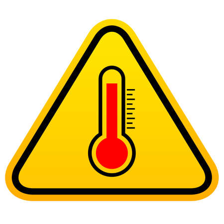 Hot temperature caution sign isolated on white backgroundのイラスト素材