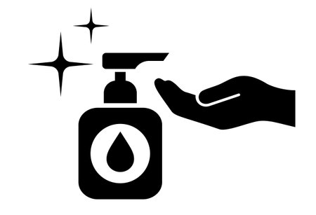Hand sanitizer vector icon isolated on white backgroundのイラスト素材