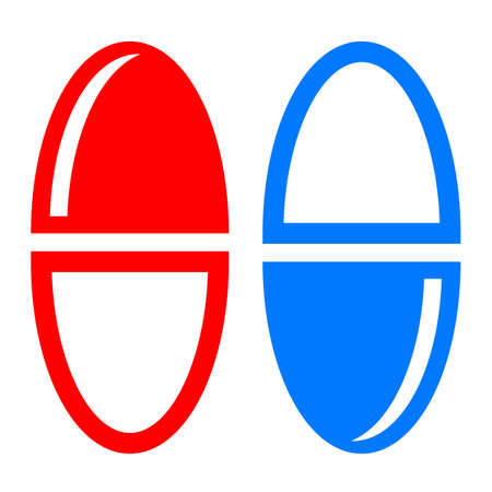 Red or blue pill, vector illustration on white backgroundのイラスト素材