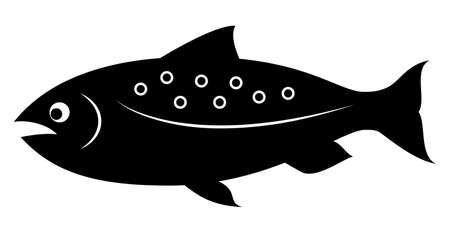 Salmon fish vector silhouette icon isolated on white backgroundのイラスト素材