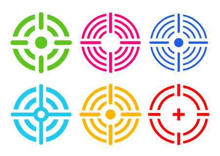 Aim or target vector icons set isolated on white backgroundのイラスト素材