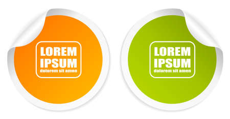 Yellow and green round vector stickers isolatd on white backgroundのイラスト素材