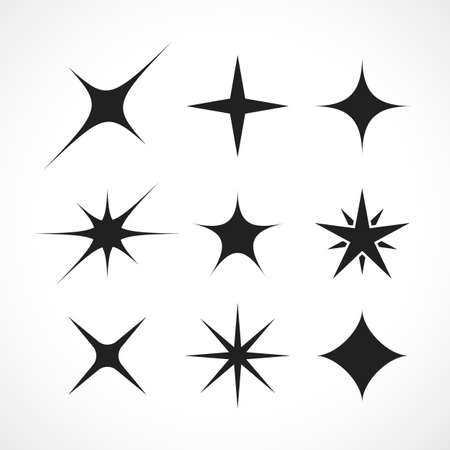 Star shaped sparkle, glittering light effect isolated on white backgroundのイラスト素材