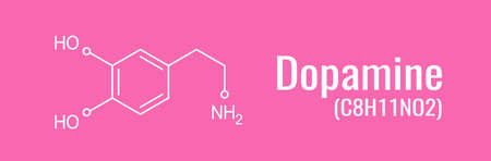 Dopamine chemical formula, structure of moleculeのイラスト素材