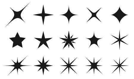 Star shapes collection, glam glittering effect for web designのイラスト素材