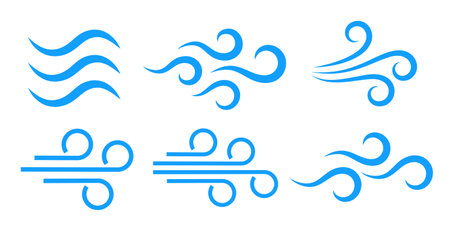 Wind blow icons, breeze design elements on white backgroundのイラスト素材