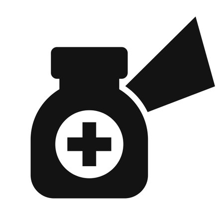 Medical pills vial vector icon on white backgroundのイラスト素材