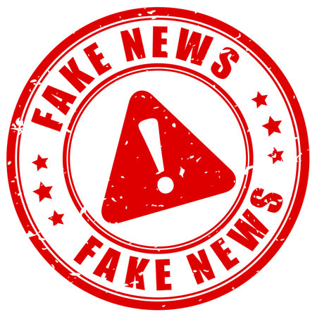 Fake news warning stamp isolated on white backgroundのイラスト素材