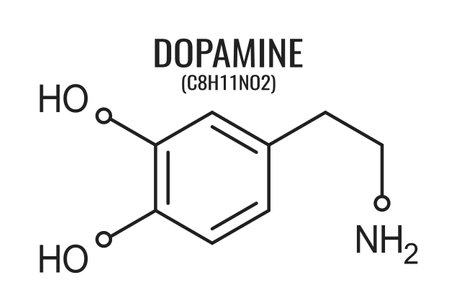 Dopamine molecule, vector chemical formula on white backgroundのイラスト素材
