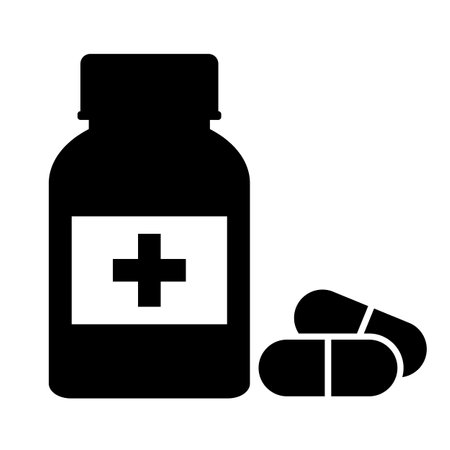 Medical pills bottle vector icon isolated on white backgroundのイラスト素材