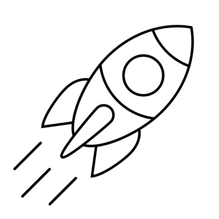 Rocket line icon, vector illustration on white backgroundのイラスト素材