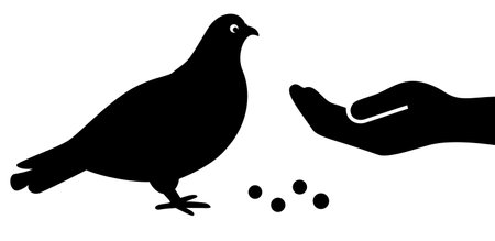 Birds feeding vector icon isolated on white backgroundのイラスト素材