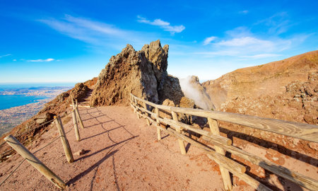 Hiking trail to Vesuvius volcano, Italy travel photoの写真素材