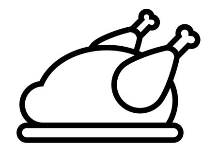 Chicken roast line icon isolated on white backgroundのイラスト素材