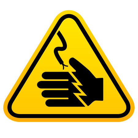 High voltage cable warning sign, electric shock risk, don't touchのイラスト素材